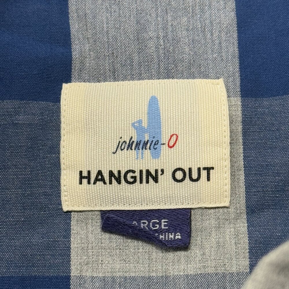 Johnnie-O Button Down‎ Shirt Mens Large Blue Gray Plaid Long Sleeve Cotton - Picture 6 of 9